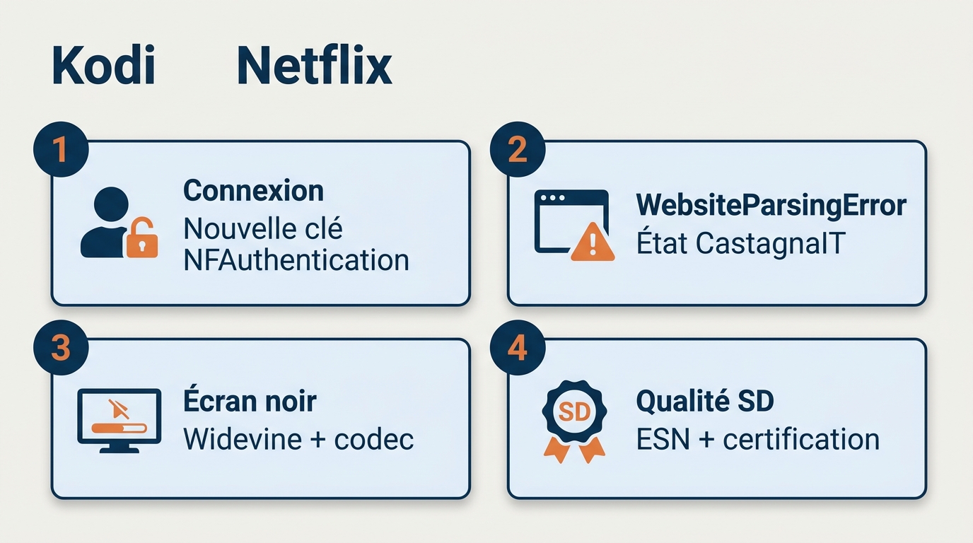 Diagnostic des erreurs Kodi Netflix, de la connexion à la qualité SD