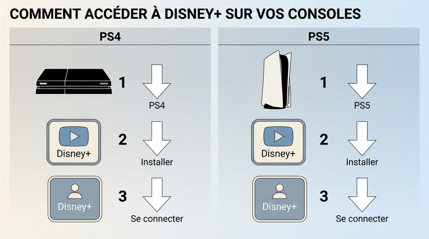 Installation de Disney+ sur PS4 et PS5 depuis les menus PlayStation